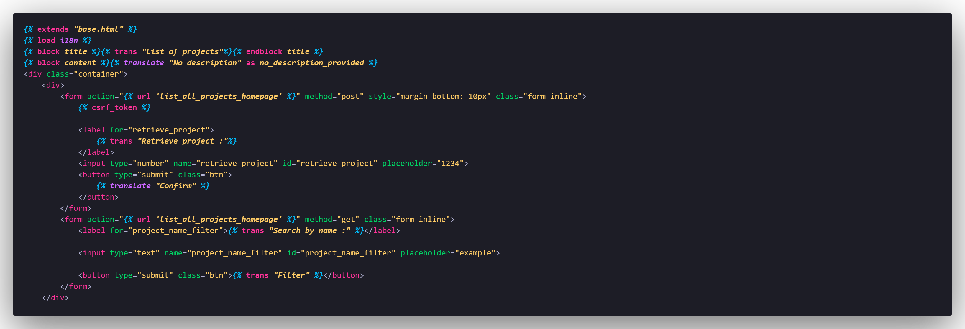 Exemple projects_list.html